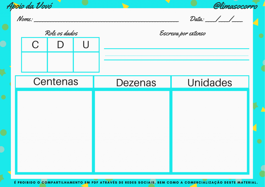 Atividades Centenas, Dezenas e Unidades