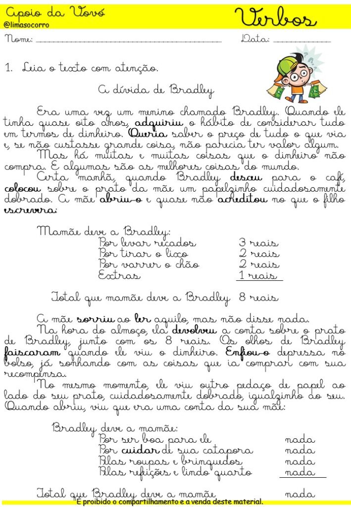 Atividades para aprender os verbos de ação